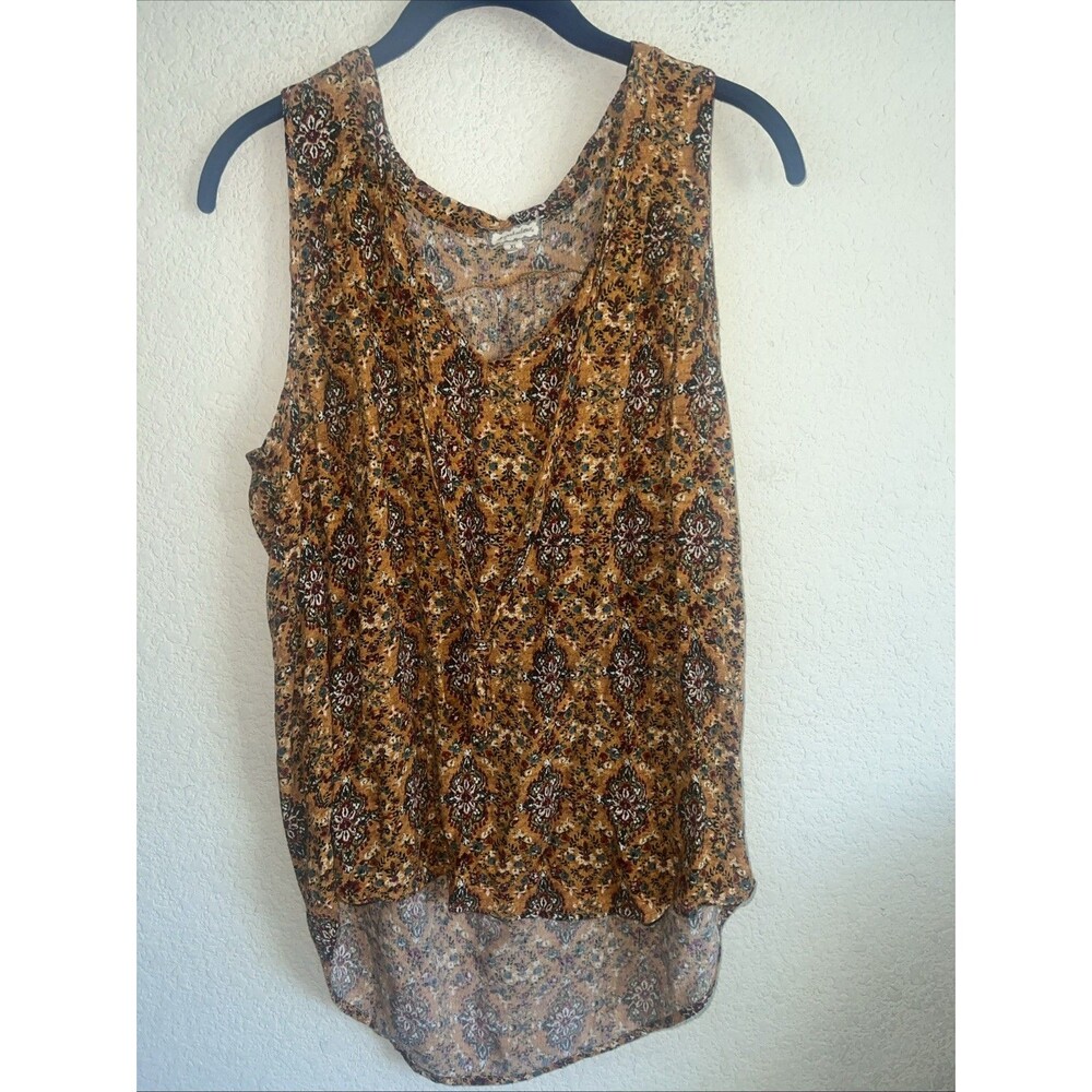 western Floral Tank Top Paisley Blouse Boho Hippie High Low XL eyeshadow